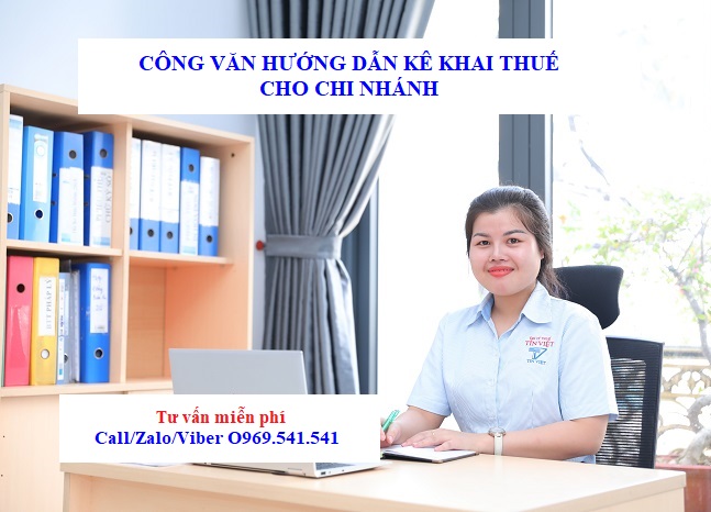 Công văn hướng dẫn kê khai thuế GTGT cho chi nhánh