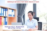 Thời hạn kê khai nộp thuế tháng 7/2025