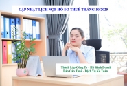 Cập nhật lịch nộp hồ sơ thuế tháng 10/2025