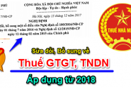 Hướng dẫn về thuế giá trị gia tăng (GTGT), thuế TNDN (TNDN)  áp dụng từ 2018